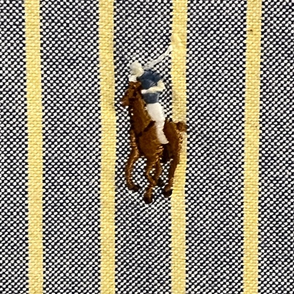 Ralph Lauren  Tan Pony Classic Fit Mens Button Down Size XL Light Blue Yellow￼ - Picture 6 of 6